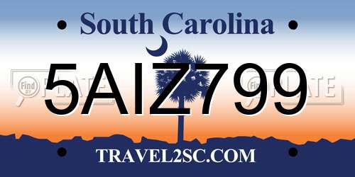 5AIZ799 South Carolina License Plate