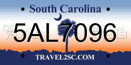 5AL7096 South Carolina License Plate