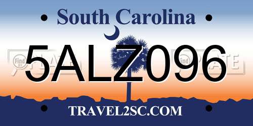 5ALZ096 South Carolina License Plate