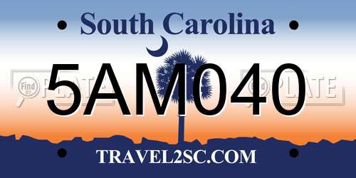 5AM040 South Carolina License Plate