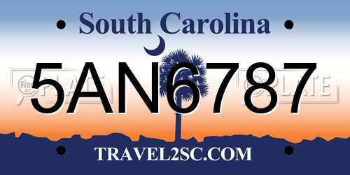 5AN6787 South Carolina License Plate