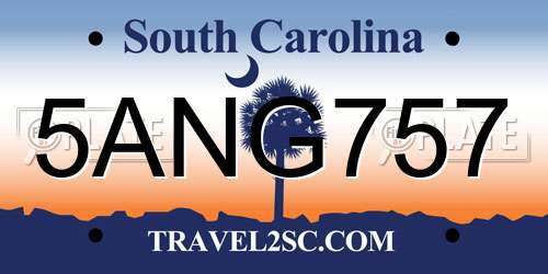 5ANG757 South Carolina License Plate