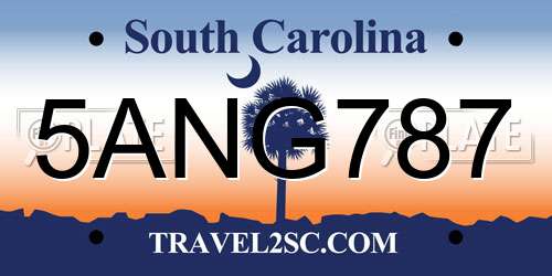 5ANG787 South Carolina License Plate