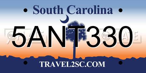 5ANT330 South Carolina License Plate
