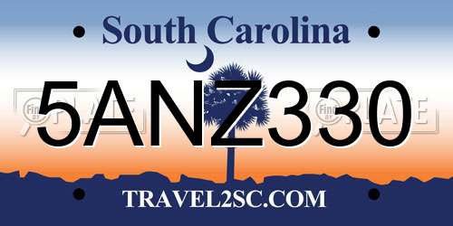 5ANZ330 South Carolina License Plate
