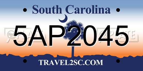 5AP2045 South Carolina License Plate