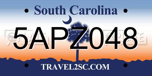 5APZ048 South Carolina License Plate