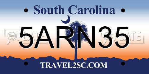 5ARN35 South Carolina License Plate