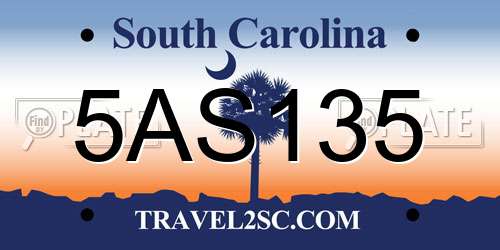 5AS135 South Carolina License Plate