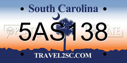 5AS138 South Carolina License Plate