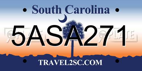 5ASA271 South Carolina License Plate