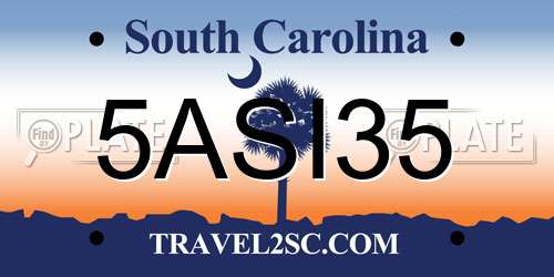 5ASI35 South Carolina License Plate