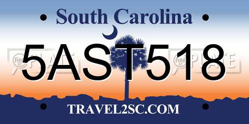 5AST518 South Carolina License Plate