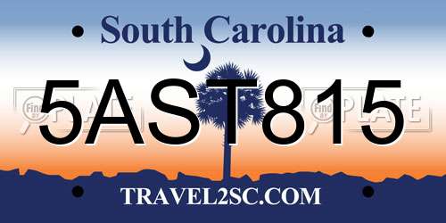 5AST815 South Carolina License Plate