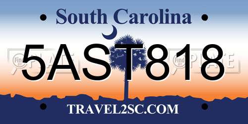 5AST818 South Carolina License Plate