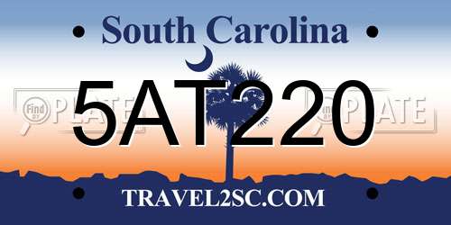 5AT220 South Carolina License Plate