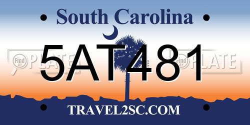 5AT481 South Carolina License Plate