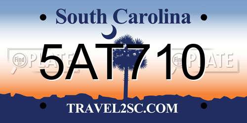 5AT710 South Carolina License Plate