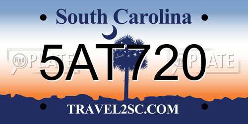 5AT720 South Carolina License Plate
