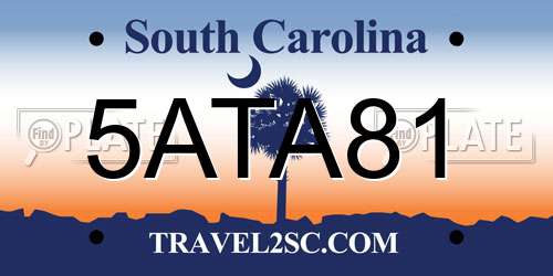 5ATA81 South Carolina License Plate