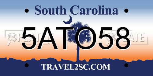 5ATO58 South Carolina License Plate