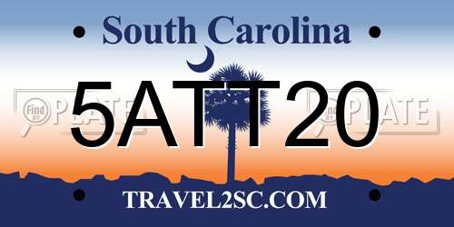 5ATT20 South Carolina License Plate
