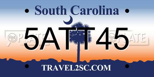 5ATT45 South Carolina License Plate
