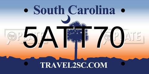 5ATT70 South Carolina License Plate