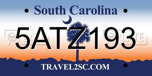 5ATZ193 South Carolina License Plate