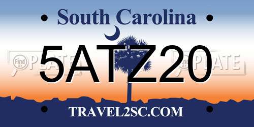 5ATZ20 South Carolina License Plate