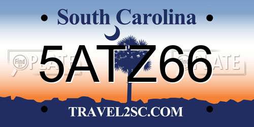 5ATZ66 South Carolina License Plate