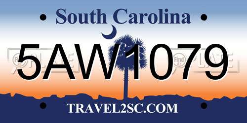 5AW1079 South Carolina License Plate