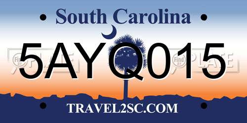 5AYQ015 South Carolina License Plate