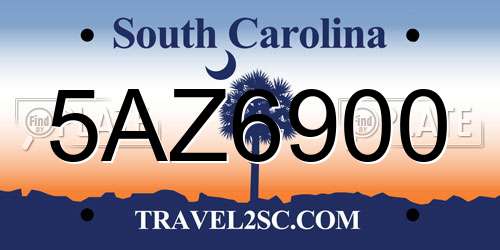 5AZ6900 South Carolina License Plate