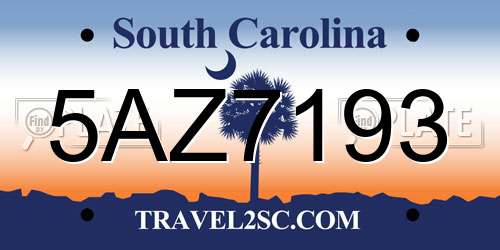 5AZ7193 South Carolina License Plate