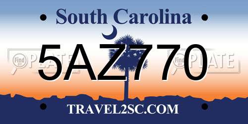 5AZ770 South Carolina License Plate