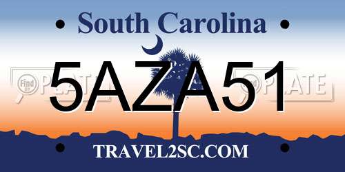 5AZA51 South Carolina License Plate