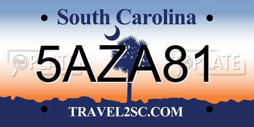 5AZA81 South Carolina License Plate