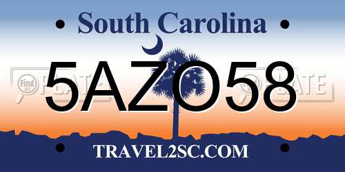 5AZO58 South Carolina License Plate