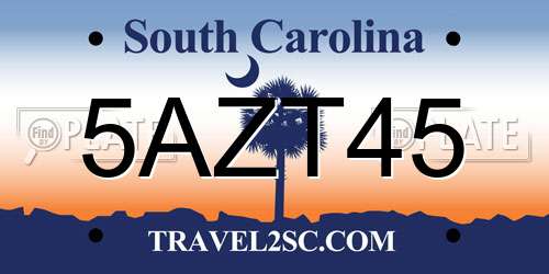 5AZT45 South Carolina License Plate