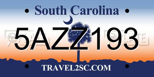 5AZZ193 South Carolina License Plate