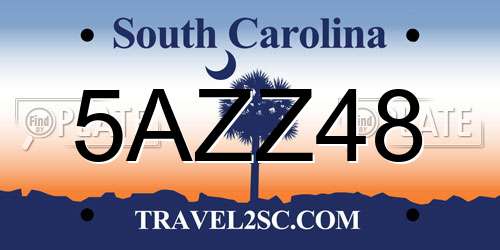 5AZZ48 South Carolina License Plate