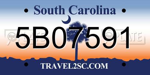 5B07591 South Carolina License Plate