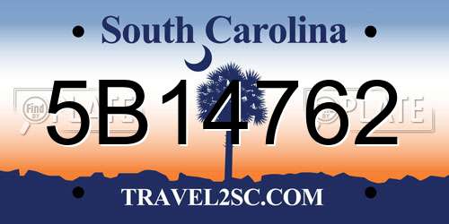 5B14762 South Carolina License Plate