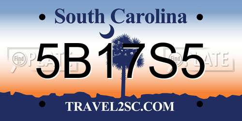5B17S5 South Carolina License Plate