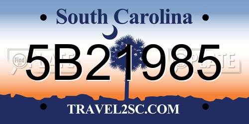 5B21985 South Carolina License Plate