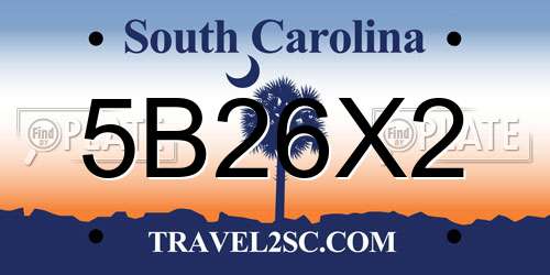 5B26X2 South Carolina License Plate