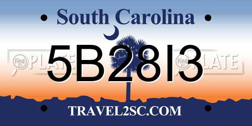 5B28I3 South Carolina License Plate