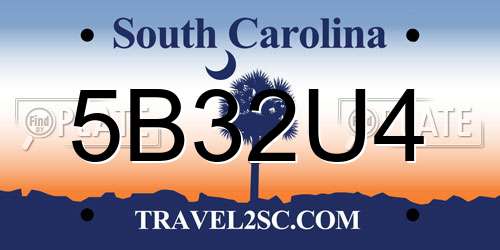 5B32U4 South Carolina License Plate