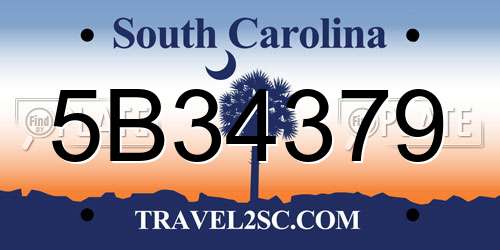 5B34379 South Carolina License Plate